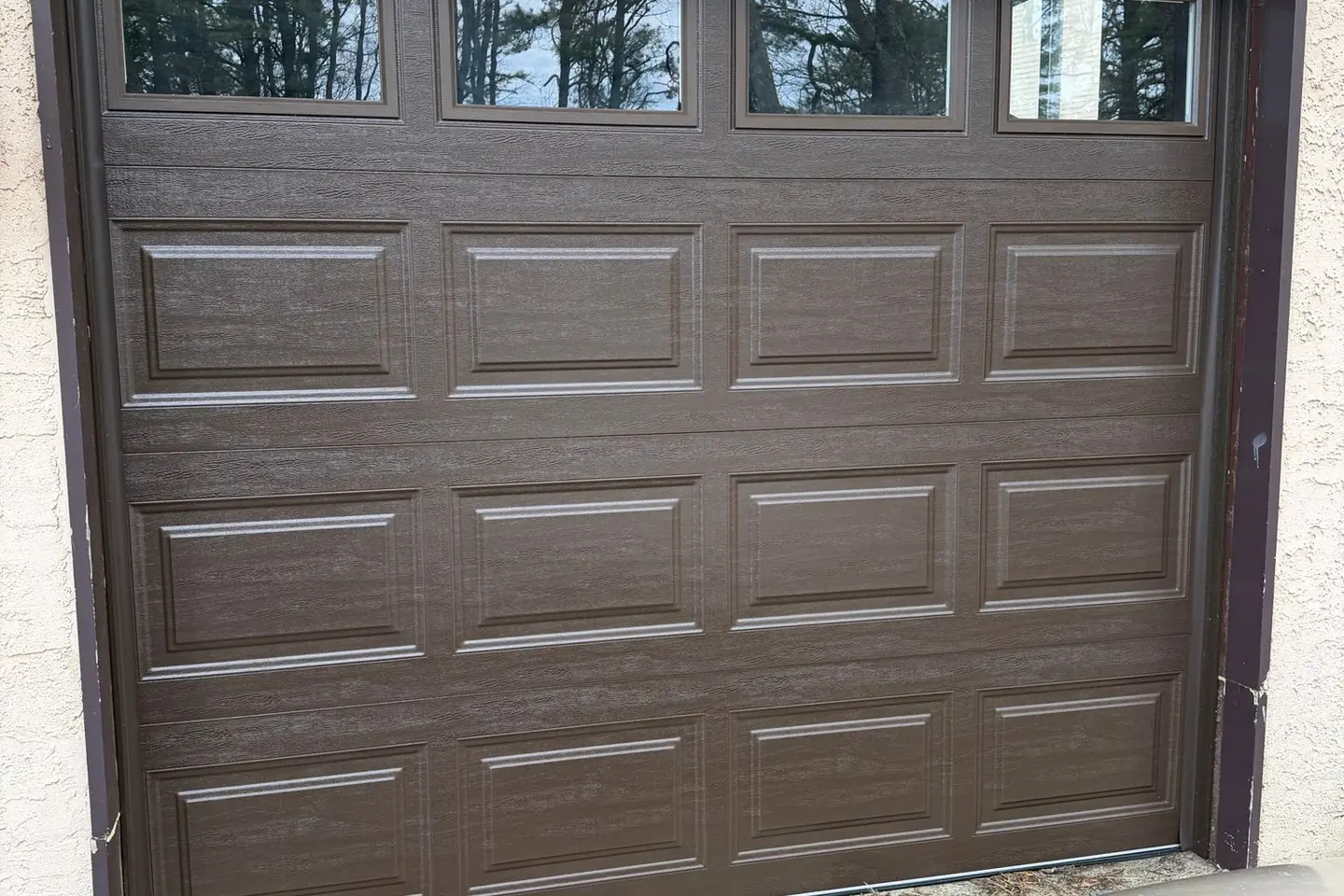 Residential garage door panels after installation